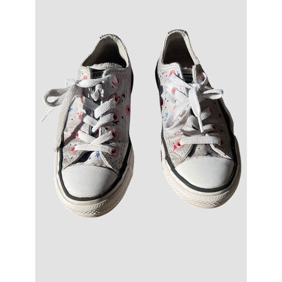 CONVERSE CTAS OX Shoes Girls Size 12c Silver Stars Chuck Taylor Lace up Low - Picture 3 of 6
